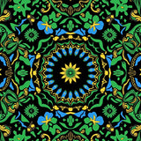 Boho Chic Abstract Floral Motifs with Forest Green and Black Contrast(Black)