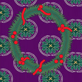 Pine Wreath Motif with Berry Accents Holiday(Purple)