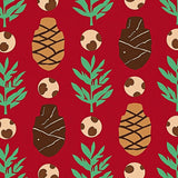 Pine Cone Forest Motif Slip Resistant Seasonal Celebration(Red)