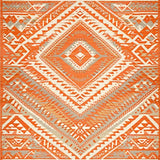 Rustic Harvest Rug with Interlaced Diamond and Zigzag Patterns(Orange)