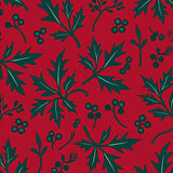 Elegant Yuletide Botanical Damask(Red)