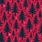 Winter Wonderland Pine Tree Forest Design Plush Holiday Throw(Red)