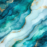 Luxury Watercolor Marble Area Runner with Oceanic Blue Stone(Blue)