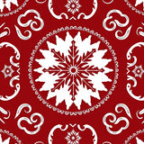 Holiday Snowflake Medallion with Festive Swirl Motifs(Red)