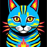 Electric Tabby Portrait Seasonal Floor with Integrated Features(Blue)