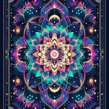 Ethereal Spiral Rug in Semi Circle Shape with Multicolor Galaxy Shades(Blue)
