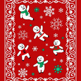 Winter Wonderland Scroll Featuring Dancing Snowflakes And Snowmen(Red)