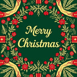 Festive Pine Wreath Holiday Decorative With Seasonal Greetings(Green)