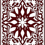 Burst Design with Intricate Petal Motifs and Symmetrical Flourishes(Red)