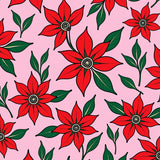 Vintage Poinsettia Bloom Design with Traditional Holiday Floral(Pink)