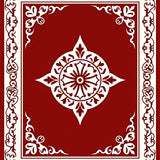 Festive Laurel Medallion Boho Motif with Vintage Scrollwork Detailing(Red)