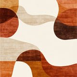 Mid Century Modern Abstract Area with Artistic Brushstroke Design(Beige)