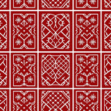 Festive Nordic Snowflake Trellis Modern Holiday Motif(Red)