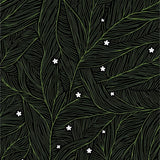 Wispy Fir Branch Floor Covering with Shimmering Snowdrift(Black)