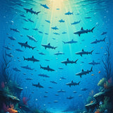 Optical Illusion Shark Vortex Area Rug Dramatic Ocean Depth Effect(Blue)