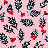 Abstract Holly Berry Branch Decorative Nature Inspired Area(Pink)