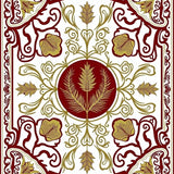 Art Nouveau Thistle Medallion with Interlocking Foliage(Red)