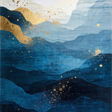 Abstract Carpet Deep Blue Gradient Gold Brushstroke(Blue)