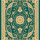 Oriental Damask with Classic Paisley Scrollwork Design(Teal)