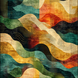 Abstract Colorful Rug Gold Black Green Orange Wave Pattern Runner(Brown)