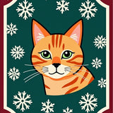 Electric Tabby Cat Portrait Decorative Floor with Snowflake Accents(Orange)