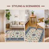 Artistic Floral Motif in Blue(Ivory)