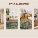 Ultra Soft Area Rug, Non Slip, Stain Resistant, Washable Area Rugs for Living Room, Bedroom, Boho Vintage Soft Non-Slip Living Room(Green) - ODIKA