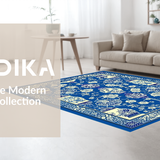 Luxurious Classic Symmetrical Floral Motif(Blue)