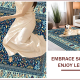 Ultra Soft Area Rug, Non Slip, Stain Resistant, Washable Area Rugs for Living Room, Bedroom, Vintage Boho Oriental Jungle(Blue) - ODIKA