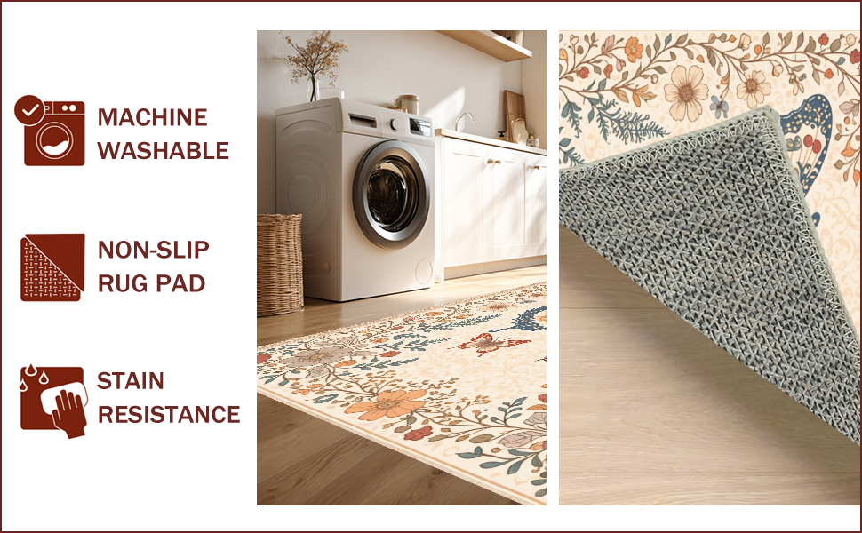 Ultra Soft Area Rug, Non Slip, Stain Resistant, Washable Area Rugs for Living Room, Bedroom, Soft Modern Butterfly Nursery Rug(Beige) - ODIKA