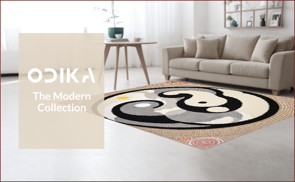 Ultra Soft Area Rug, Non Slip, Stain Resistant, Washable Area Rugs for Living Room, Bedroom, yin yang happy face(Gray) - ODIKA