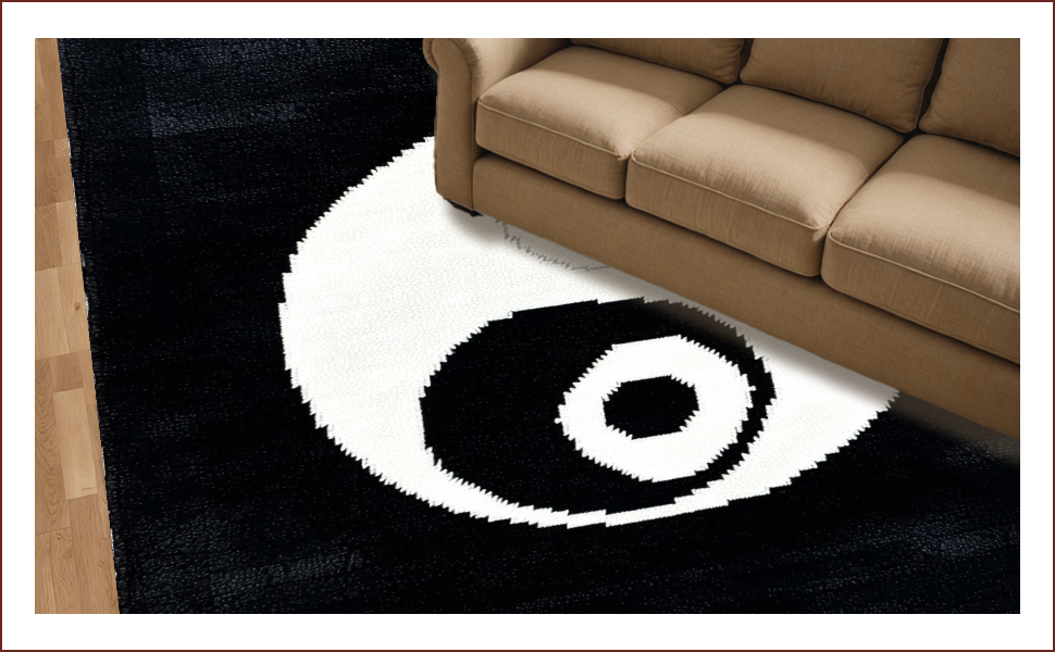 Ultra Soft Area Rug, Non Slip, Stain Resistant, Washable Area Rugs for Living Room, Bedroom, Soft Black and White Yoga Mat(Black) - ODIKA