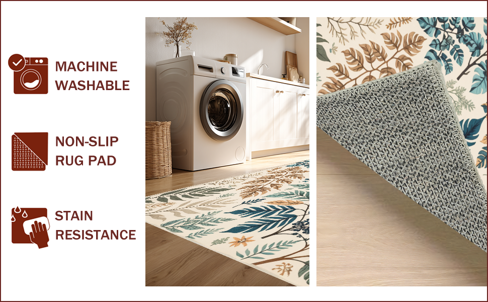 Ultra Soft Area Rug, Non Slip, Stain Resistant, Washable Area Rugs for Living Room, Bedroom, Beige Jungle Print Kids Playroom Rug(Ivory) - ODIKA