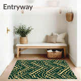 Modern Chevron Wave with Abstract Holiday Ornament Design(Green)