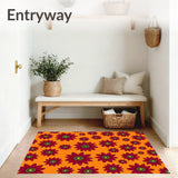 Poinsettia Bloom Doormat Floral Design(Orange)