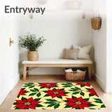 Poinsettia Bloom Seasonal Floor Elegant Floral Christmas Motif(Red)
