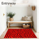Interwoven Waveforms with Rhythmic Movement and Bold Accents(Red)