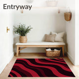 Contemporary Abstract Wave Design Featuring Bold Interlocking Curves(Red)