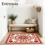 Nordic Starburst Boho Tapestry with Festive Embellishments(Red)