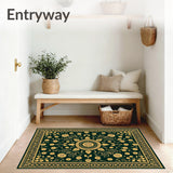 Tapestry Design with Symmetrical Floral Rosettes(Green)