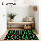 Festive Holly Wreath Area with Traditional Motifs(Black)
