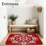 Boho Winter Snowflake Anti Slip Floor Covering(Red)