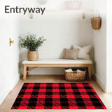 Gingham Style Entry with Festive Holiday Checkerboard(Black)