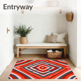 Modern Boho Chevron with Interlocking Zigzag and Accents(Red)