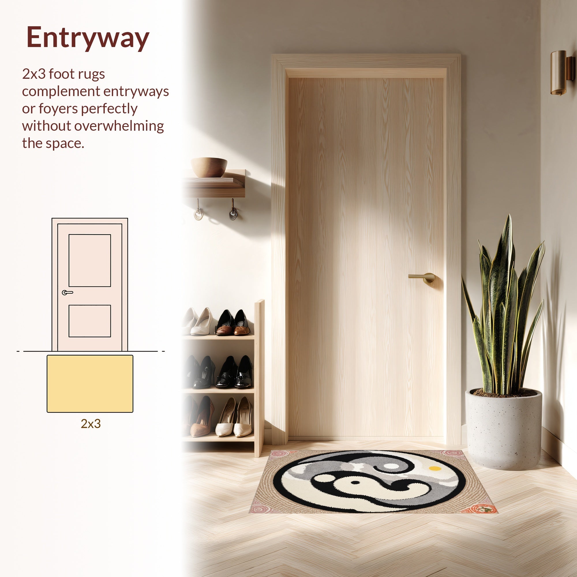 Ultra Soft Area Rug, Non Slip, Stain Resistant, Washable Area Rugs for Living Room, Bedroom, yin yang happy face(Gray) - ODIKA