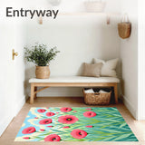 Enchanted Meadow Flower Slip Resistant Holiday Floor Cover(Pink)
