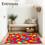 Comic Inspired Whimsical Doodle Design with Playful Abstract Shapes(Red)