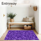Luxurious Floral Blossom Elegant Plush Shag Contemporary Decorative(Purple)