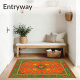 Arabesque Medallion Design Colorful Anti Slip(Orange)