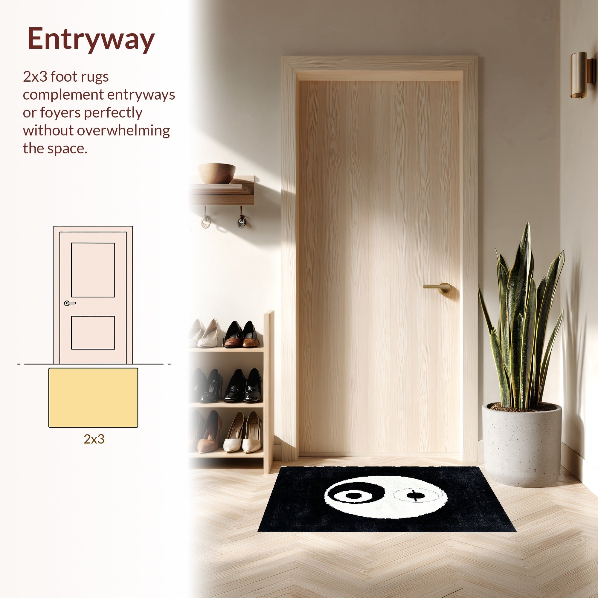 Ultra Soft Area Rug, Non Slip, Stain Resistant, Washable Area Rugs for Living Room, Bedroom, Soft Black and White Yoga Mat(Black) - ODIKA